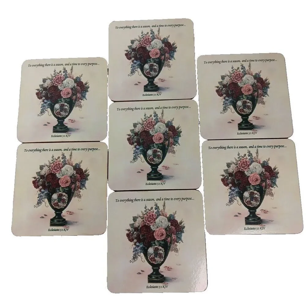Glynda Turley Art Cork Coasters Ecclesiastes 3.1 KJV Season and Purpose Quote